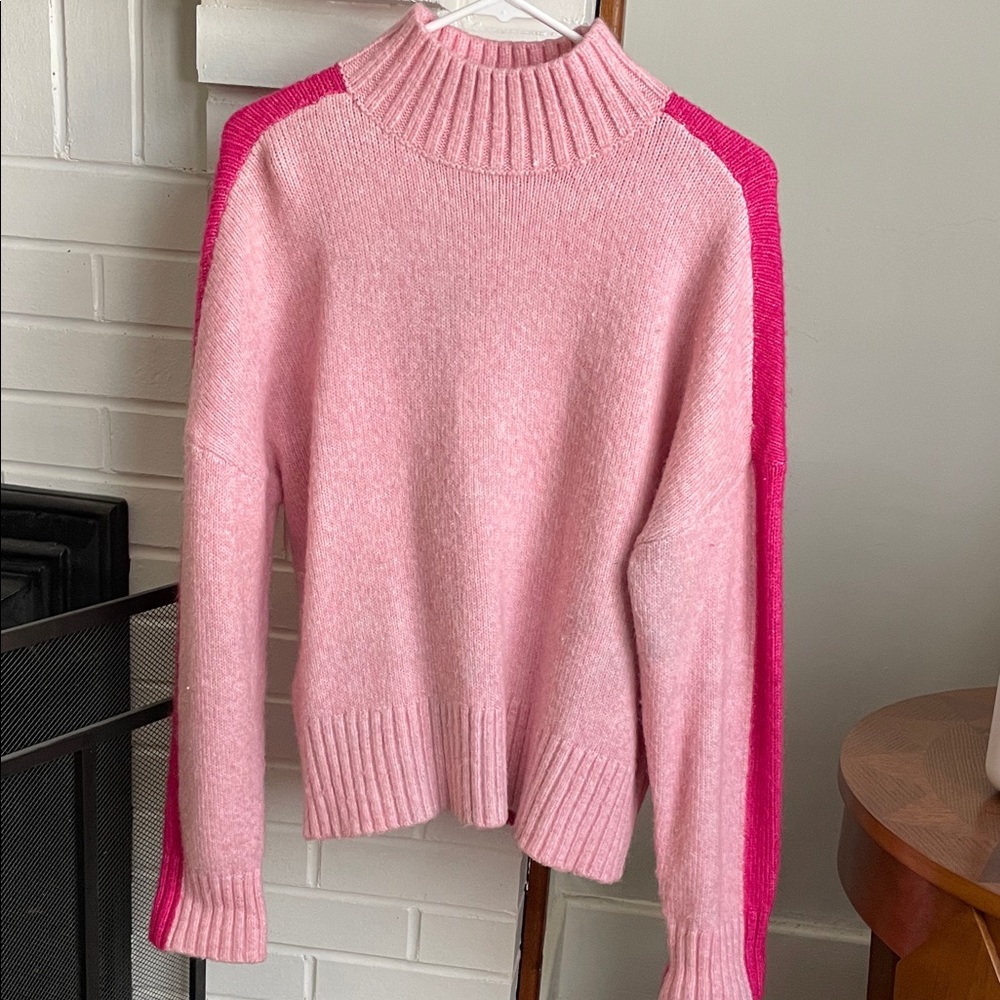 LOFT Pink and Fuchsia Cowl Neck Sweater